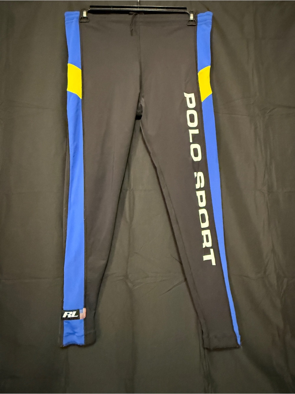 Polo by Ralph Lauren Men's Black & Blue Performance Track Pants Vintage